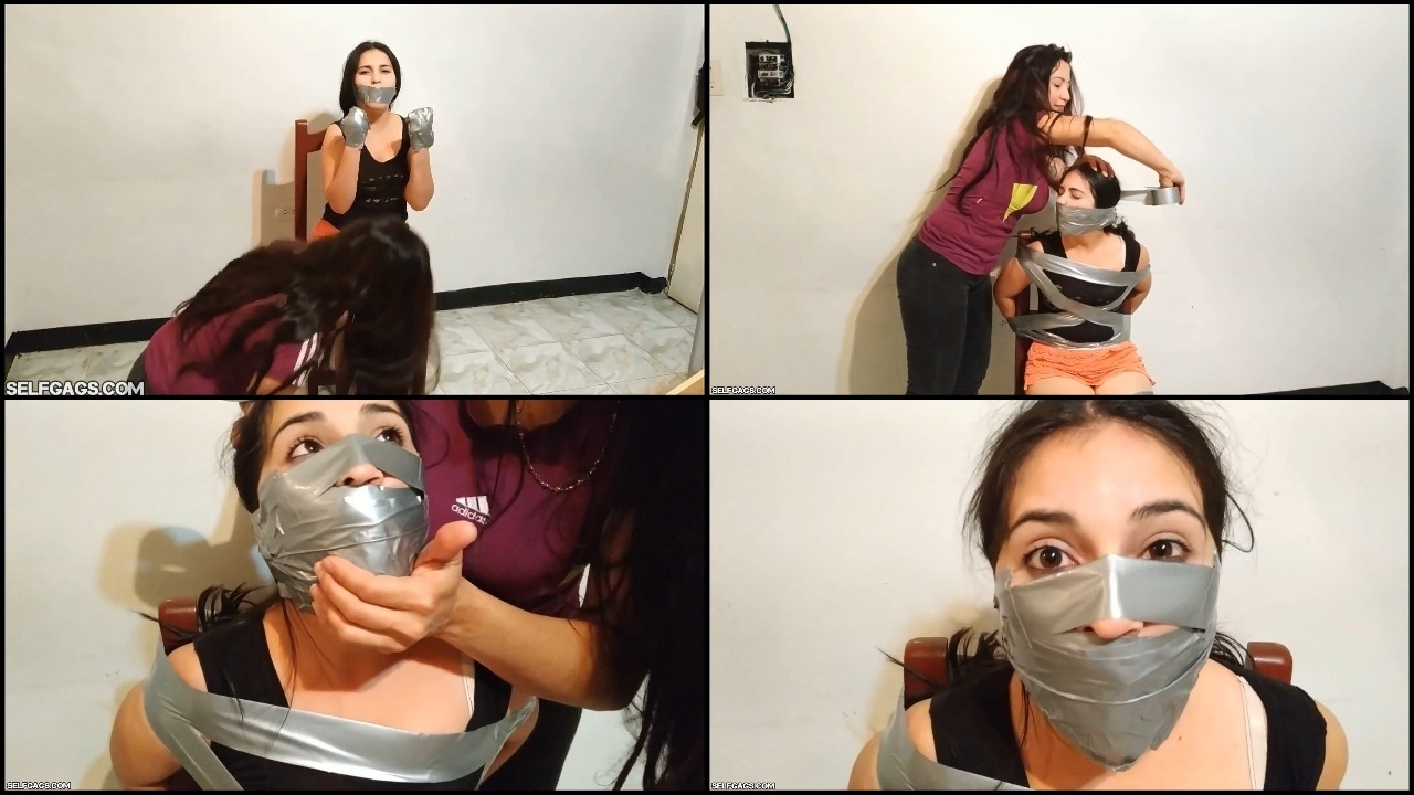 Latina MILF Step-Mommy Makes Bridged OTN Monster Tape Gag For Sexy Step-Daughter!